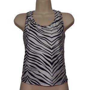 Baltogs Adult L White & Black Zebra Stripe Dance Top Shirt Front Lined